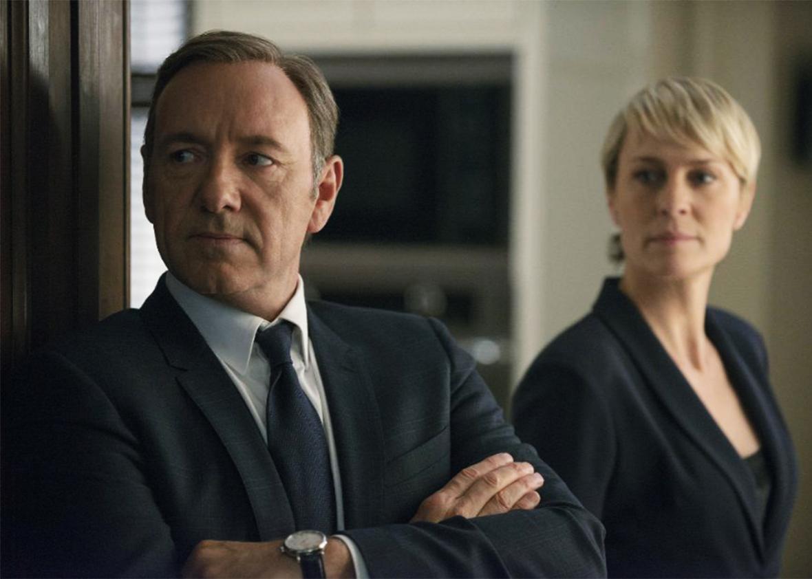 Still of Kevin Spacey and Robin Wright in House of Cards.