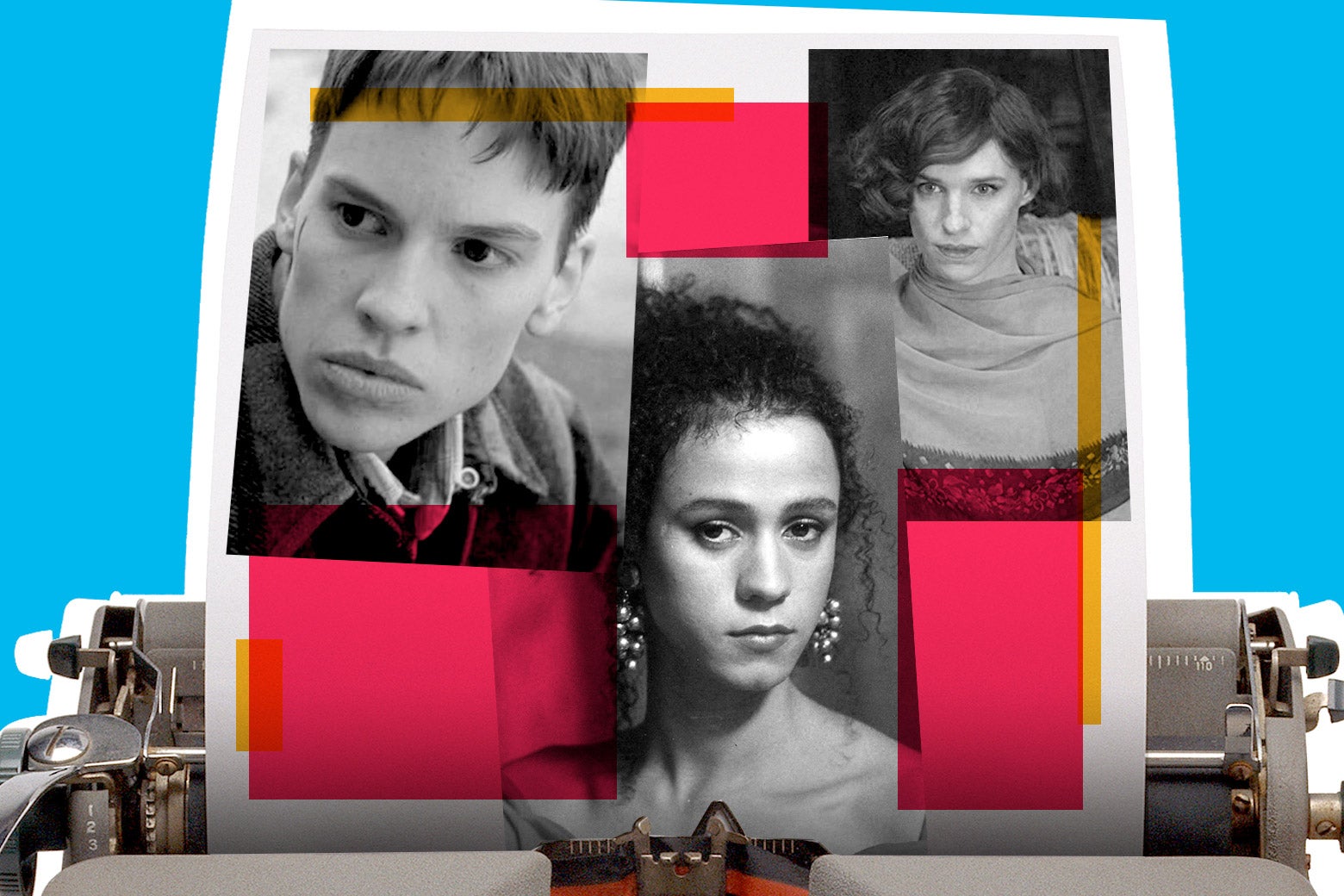 Photo illustration: Hillary Swank in Boys Don't Cry, Jaye Davidson in The Crying Game, and Eddie Redmayne in The Danish Girl