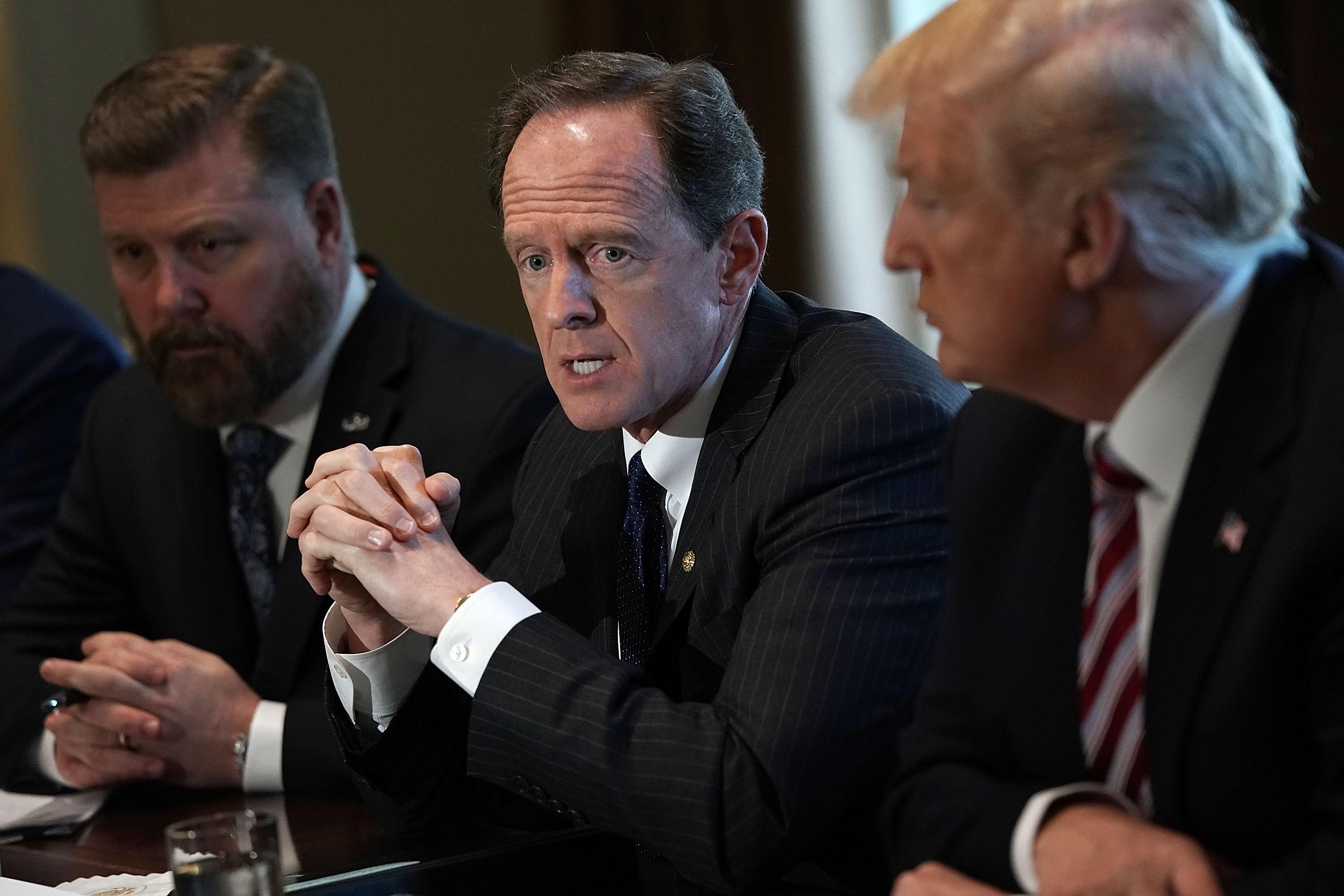 Sen. Pat Toomey (R-PA) during a meeting with congressional members at the White House February 13, 2018 in Washington, DC.