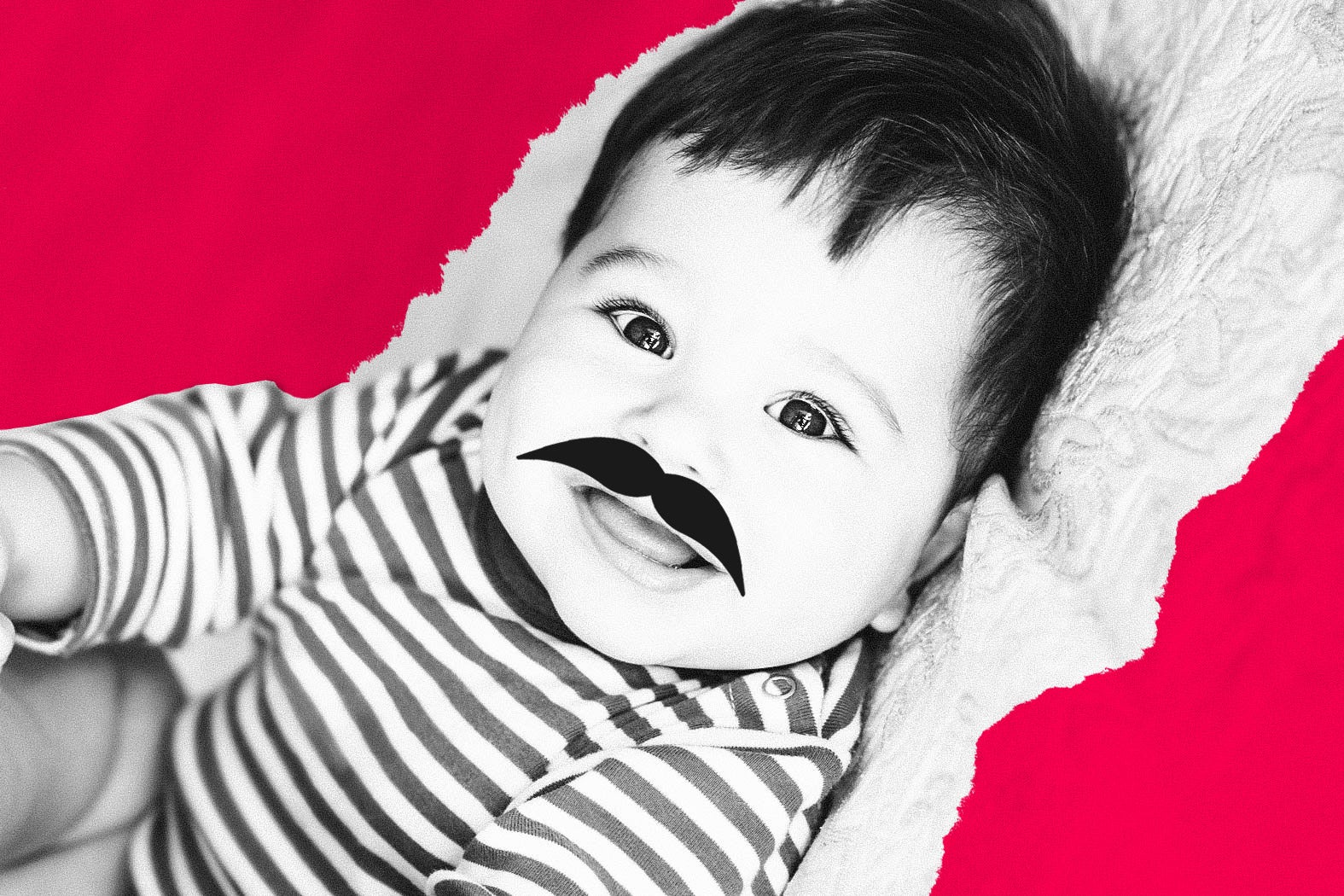 A baby with a large mustache.