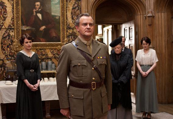Elizabeth McGovern as Lady Cora, Hugh Bonneville as Lord Grantham, Maggie Smith as the Dowager Countess and Michelle Dockery as Lady Mary.