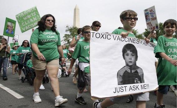 Families from across the U.S. living with autism take part in a rally calling to eliminate toxins from children's vaccines in Washington June 4, 2008. 
