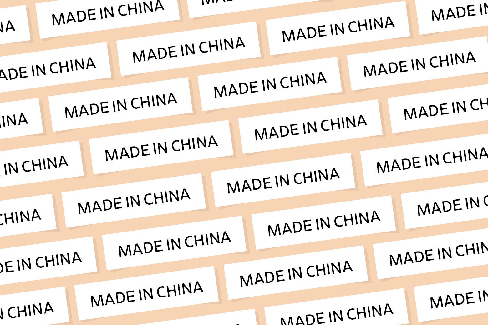 A bunch of Made in China labels repeating over and over.