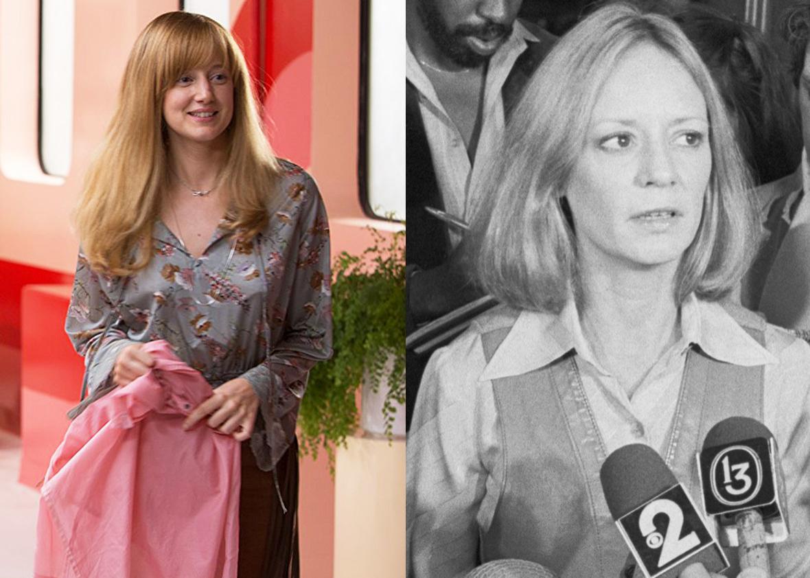 Andrea Riseborough as Marilyn Barnett vs. the real-life Marilyn Barnett.