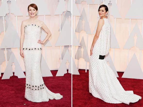 Julianne Moore and Marion Cotillard attend the 87th Annual Academy Awards.