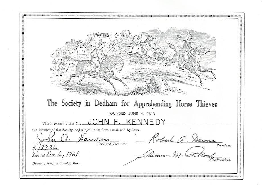 JFK membership certificate