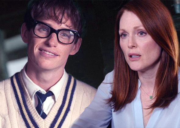 Eddie Redmayne in The Theory of Everything, and Julianne Moore in Still Alice.