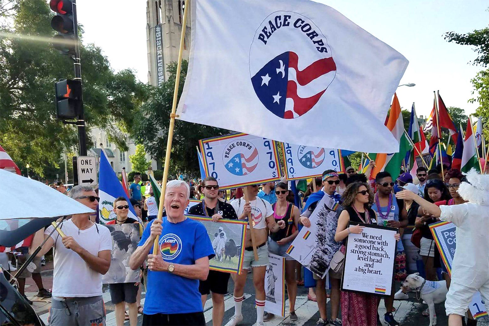 Tom Gallagher at a Pride march.